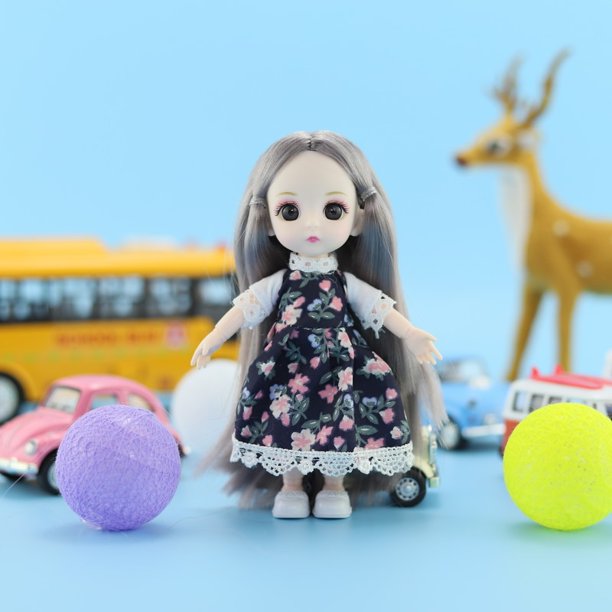 1/12 16cm Dolls Dress Clothes 13 Movable Joint DIY Lovely BJD Princess Dolls Fashion Dress Girl Dress Up Dolls Accessoriesdoll with clothes Gao Jinjia LED