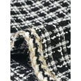 thumbnail image 5 of DARING DIVA Plus Size Plaid Tweed Blazer Collarless Open Front Jacket 1X Black, 5 of 6