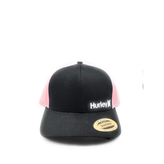 Hurley Black & Pink Snapback Corp Staple Trucker Hat Cap Mesh Adjustable Unisex