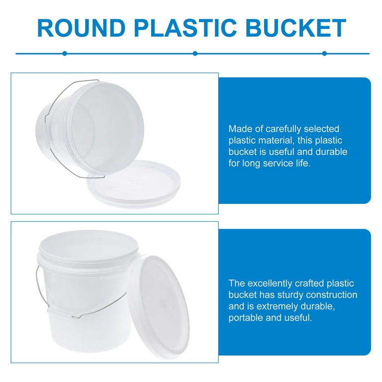 3 Gallon Food Grade White Plastic Bucket with Handle and Lid, Portable Plastic Pail, Size: 27 x 27