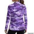 thumbnail image 3 of Xoenoiee Purple Camo Print Women's Long Sleeve Golf Polo Shirts V Neck Collared Workout Tops UV Protection Activewear Pullover Golf Apparel Quick Dry Blouses Athletic Tennis Tops, Size XS, 3 of 7