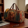 thumbnail image 5 of Twfbrm Quilted Duffle Bag, Rustic Style Cow Pattern Embroidered Weekender Bag with Handle, Large Capacity Luggage Bag Lightweight Carry On Tote & Gym Bag Travel Overnight Bag for Women Men, 5 of 6