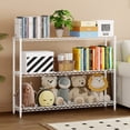 thumbnail image 4 of Homeiju 3-Tier Kitchen Storage Shelf, 41" Wide Adjustable Standing Metal Shelving Unit with Removable Wooden Boards, Heavy Duty for Pantry, Bathroom, Garage, Entryway, Plant Stand, White, 4 of 5