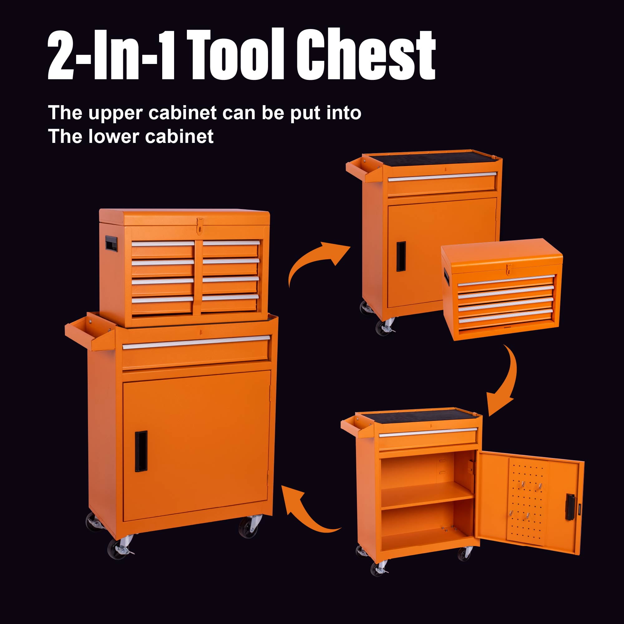 7 Drawer Tool Chest on Wheels, Multi-function Rolling Tool Box Organizer for Garage Workshop Warehouse Repair Shop, Green