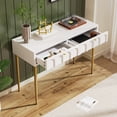 thumbnail image 4 of Modern Bedroom Dressing Table With Cream White Shade And Metal Legs 2 Drawer Storage For Space Saving, 4 of 5