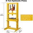 thumbnail image 3 of Telyswee Hydraulic Press 6 Ton 12 Ton Hydraulic Shop Press, H-Frame Garage Floor Benchtop Press Adjustable Shop Press with Plates, Adjustable Working Table Height, for Gears and Bearings, Yellow, 3 of 9