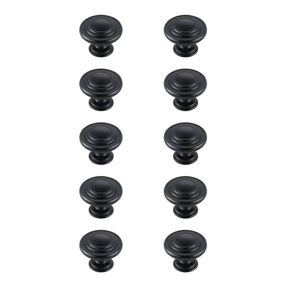Elegant Decor Home Decorative Minu 1.3" Diameter Matte Black Mushroom Knob Multipack (Set of 10)