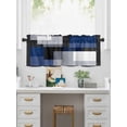 thumbnail image 5 of Valances for Windows Blue Black Rod Pocket Cafe Window Treatments Valance Curtains for Kitchen Bathroom Laundry Basement Windows 42"x18", 5 of 9
