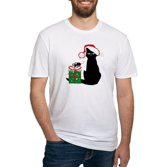 CafePress - Santa Cat & Mouse Fitted T Shirt - Fitted T-Shirt, Vintage Fit Soft Cotton Tee
