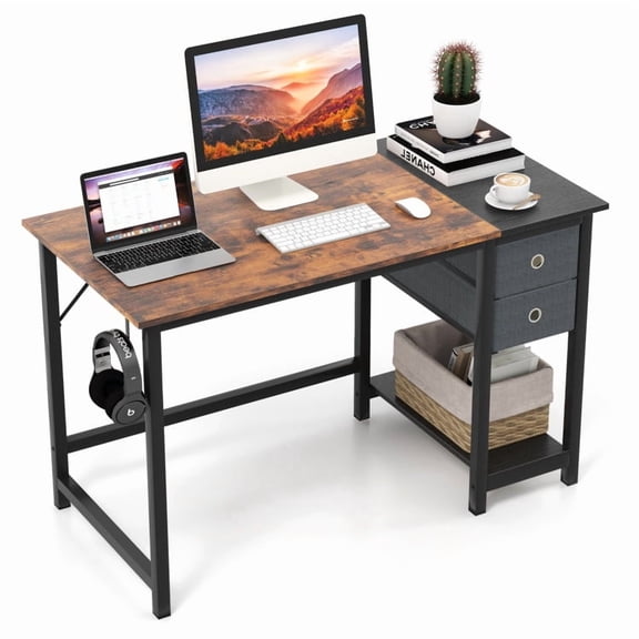 Spaco 48/55-Inch Home Office Desk with 2 Drawers Hanging Hook-S, Office Desk, Gaming Computer Desks for Study,Working,Writing