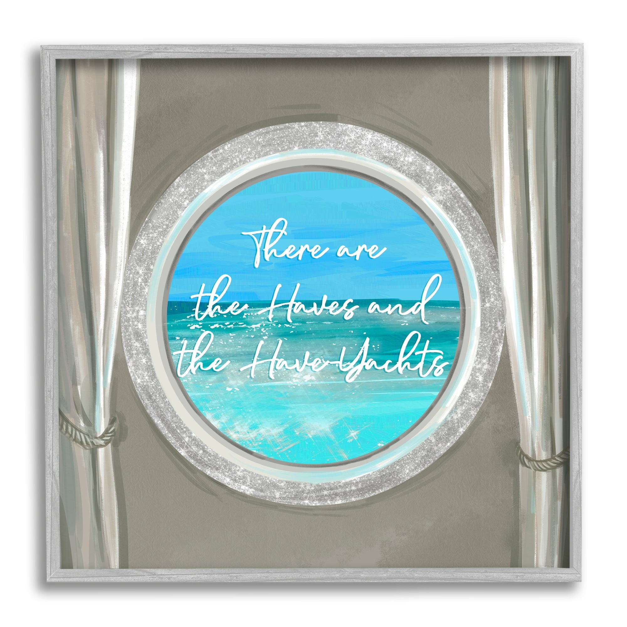 Stupell Industries Haves & Have Yachts Bling Boat Porthole View Graphic Art Gray Framed Art Print Wall Art, Design by Ziwei Li