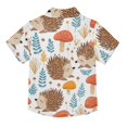 thumbnail image 2 of Dailycode Small Short Sleeve Button Down Shirts Cute Hedgehog Mushroom Leaf Casual Shirt 3-10 Years, 2 of 9