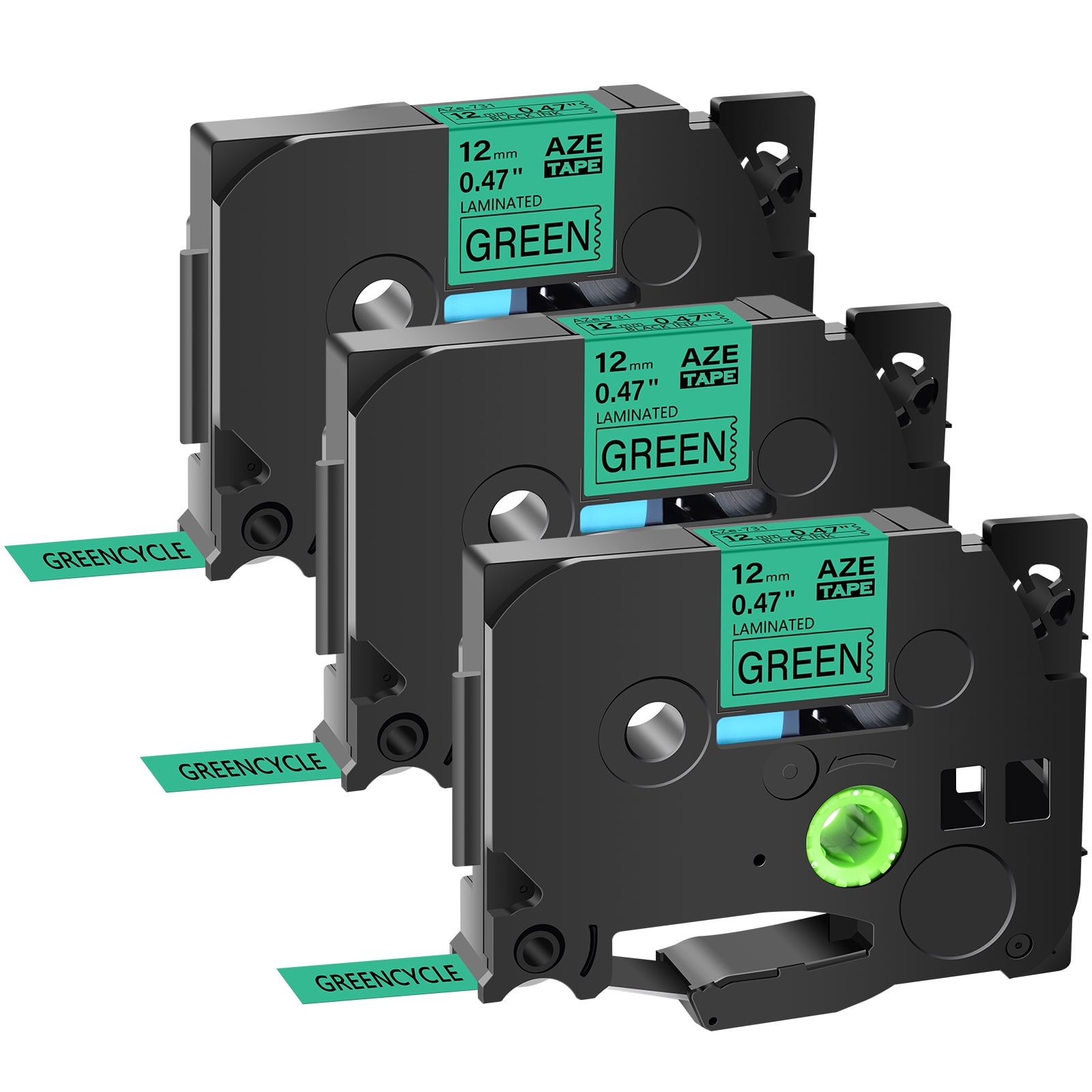 GREENCYCLE 1PK Compatible for Brother P-touch Black on Green ...