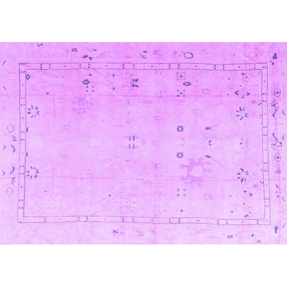 Ahgly Company Indoor Rectangle Oriental Purple Traditional Area Rugs, 7' x 10'