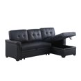 thumbnail image 6 of Lilola Home Lexi Black Synthetic Leather Modern Reversible Sleeper Sectional Sofa with Storage Chaise, 6 of 11