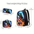 thumbnail image 3 of Dinosaur Print Backpack Set Large Capacity, Adjustable Strap, Zipper Closure, Casual Style, Polyester Lining, Wet Wipe Cleanable, Ideal for or Travel, Travel Gear Vibrant Backpack Durabl, 3 of 7