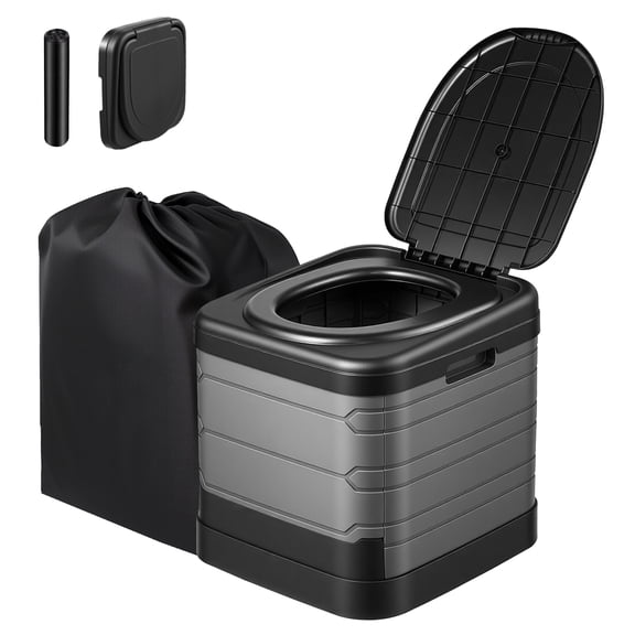 KFFKFF Portable Camping Toilet, 330 lbs Capacity, foldableTravel Potty for Adults with Carry Bag and Trash Bags,