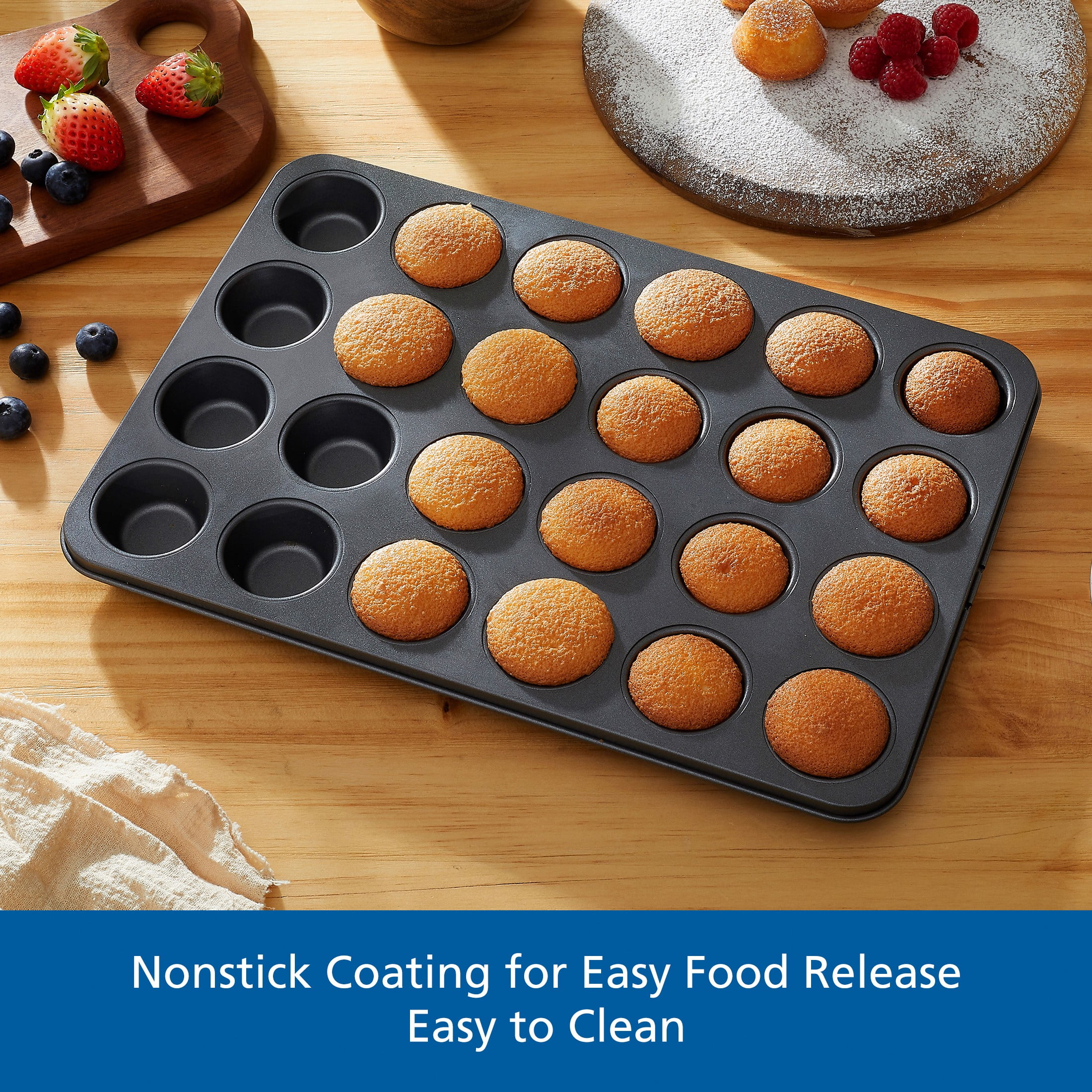 Mainstays 24-Cavity Mini Metal Muffin Pan, Gray