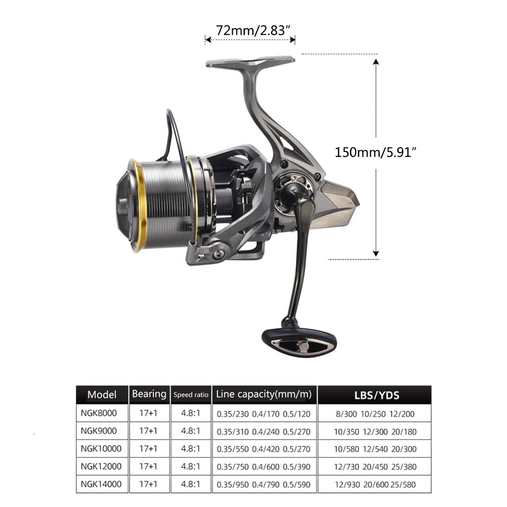 Jesscasday Reel Freshwater 8000-14000Series Ultralight Lake Fishing Reel Sea Fishing Wheel Metal Reel Tall Speed