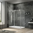 thumbnail image 3 of Vinnova Villena 52" W x 78" H Single Sliding Frameless Glass Shower Enclosure Nickel, 3 of 13
