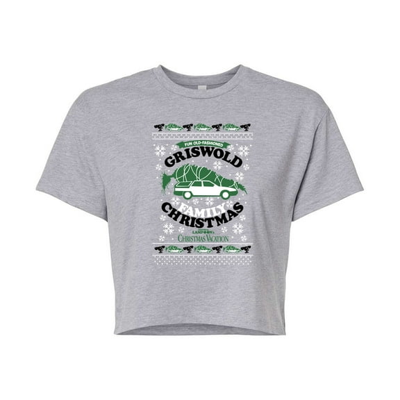 National Lampoon's Christmas Vacation - Griswold Holiday - Juniors Cropped Cotton Blend T-Shirt