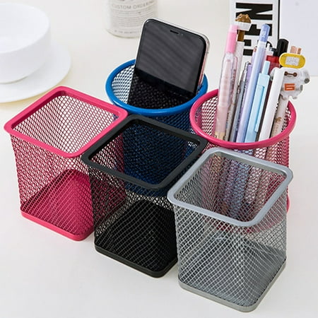

Accieey Mesh Metal Pen Pencil Brush Pot Holder Storage Container Office Desk Organizer
