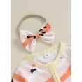 thumbnail image 5 of Liacowi Infant Baby Halloween Jumpsuit Newborn Zip Front Romper Cartoon Print Long Sleeve Footless Romper + Bow Headband, 5 of 9