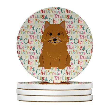

Merry Christmas Norwich Terrier Large Sandstone Coasters Pack of 4 4 in x 4 in
