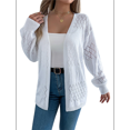 thumbnail image 2 of Crochet Cardigan for Women Long Sleeve Open Front Knit Oversized Cardigan Sweaters White S, 2 of 7