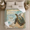 thumbnail image 5 of Inspired Coastal Scene Sea Turtle, Peaceful Coastal Landscape Scene, Warm Flannel Blanket for Beach House and Living Room, Beach Lovers Encouragement Gift, Coastal Home Decor, 5 of 9