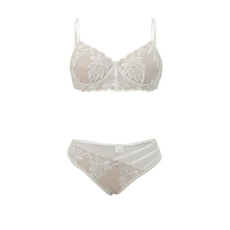 Upioiwer Bra Sets For Women Lingerie Set Women Plus Size Underwire Lingerie Set Two Piece Underwear Floral Lace Lingerie Underwear Sleepwear Steel Embroidered Mesh Underwire Lingerie Set Womens