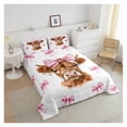 thumbnail image 4 of Highland Cow Bedding Set Boys Girls Full Size Highland Cattle Comforter Set for Kids Women Men Pink Bow Comforter Kawaii Animal Duvet Set Cute Quilt Set, 4 of 8