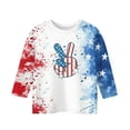 thumbnail image 5 of Mlqidk Patriotic Shirts for Girls 10-12 10-12 3/4 Sleeve 4th Of July American Flag T-Shirt Red White and Blue Crew Neck Tees Kids Navy 4-5Y, 5 of 5