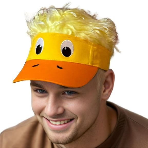 Popfizzy Duck Hat with Hair for Men and Women, Wig Hat, Fake Hair Hat, Adult Halloween Baseball Hat with Hair Attached