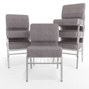 Flash Furniture 21W Church Chair in Gray Fabric with Book Rack - Silver Vein Frame