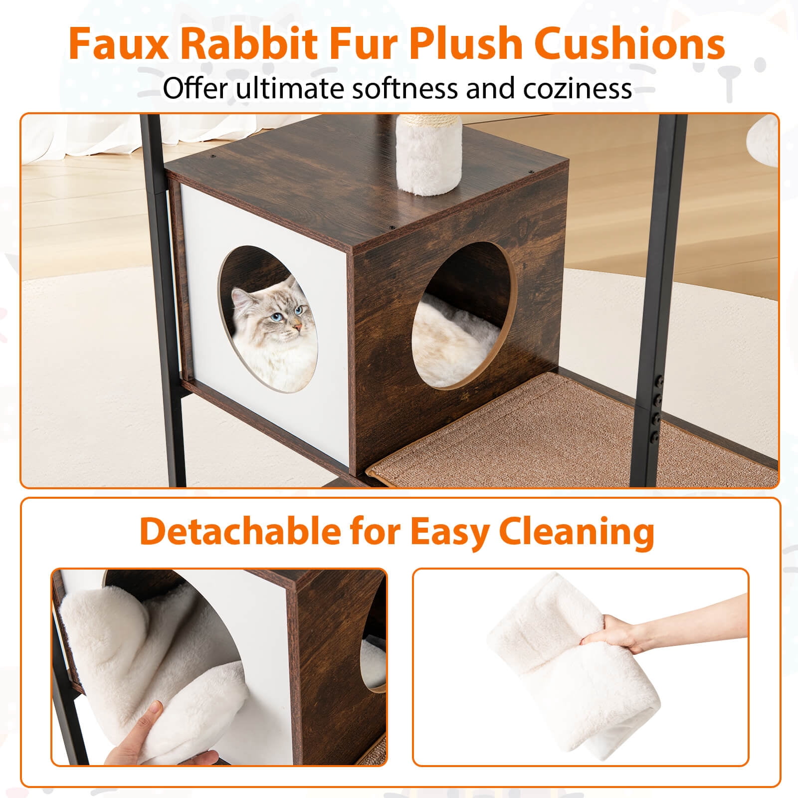 Costway 52" Tall Wooden Cat Tree with Metal Frame 2 Condos Sisal Scratching Posts