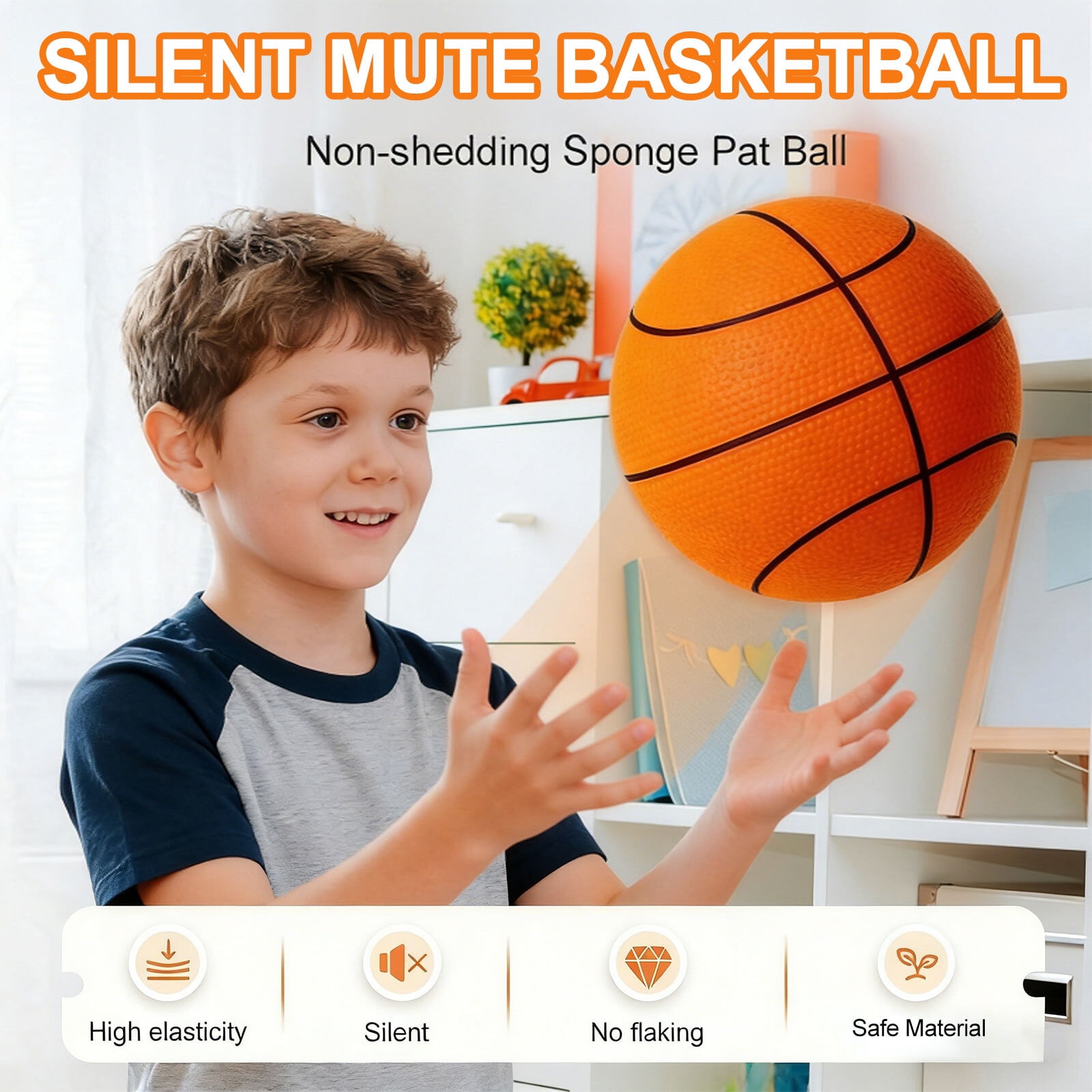 Silent Basketball | Grooved Airless Indoor Basketball - Soft Foam Indoor Hoop Play | Soundless Ball for Quiet Dribbling and Indoor Training– Real Feel Higher Bounce Quieter