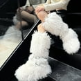 thumbnail image 5 of Women Winter Warm Fluffy Faux Mogolian Fur Mid-Calf Snow Boots Y2K Non-slip Plush Short Boots with Belts, 5 of 5