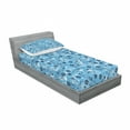 thumbnail image 3 of Floral Bedding Set with Sheet & Covers, Swirled Mix Flower Petals Background Shabby Form Style Classical Image, Printed Bedroom Decor 2 Shams, 4 Sizes, Dark Blue White, by Ambesonne, 3 of 3