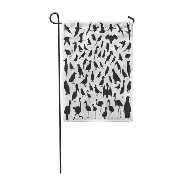 POGLIP Flying 70 Bird Silhouette Parrot Hummingbird Outline Pelican Puffin Garden Flag Decorative Flag House Banner 28x40 inch