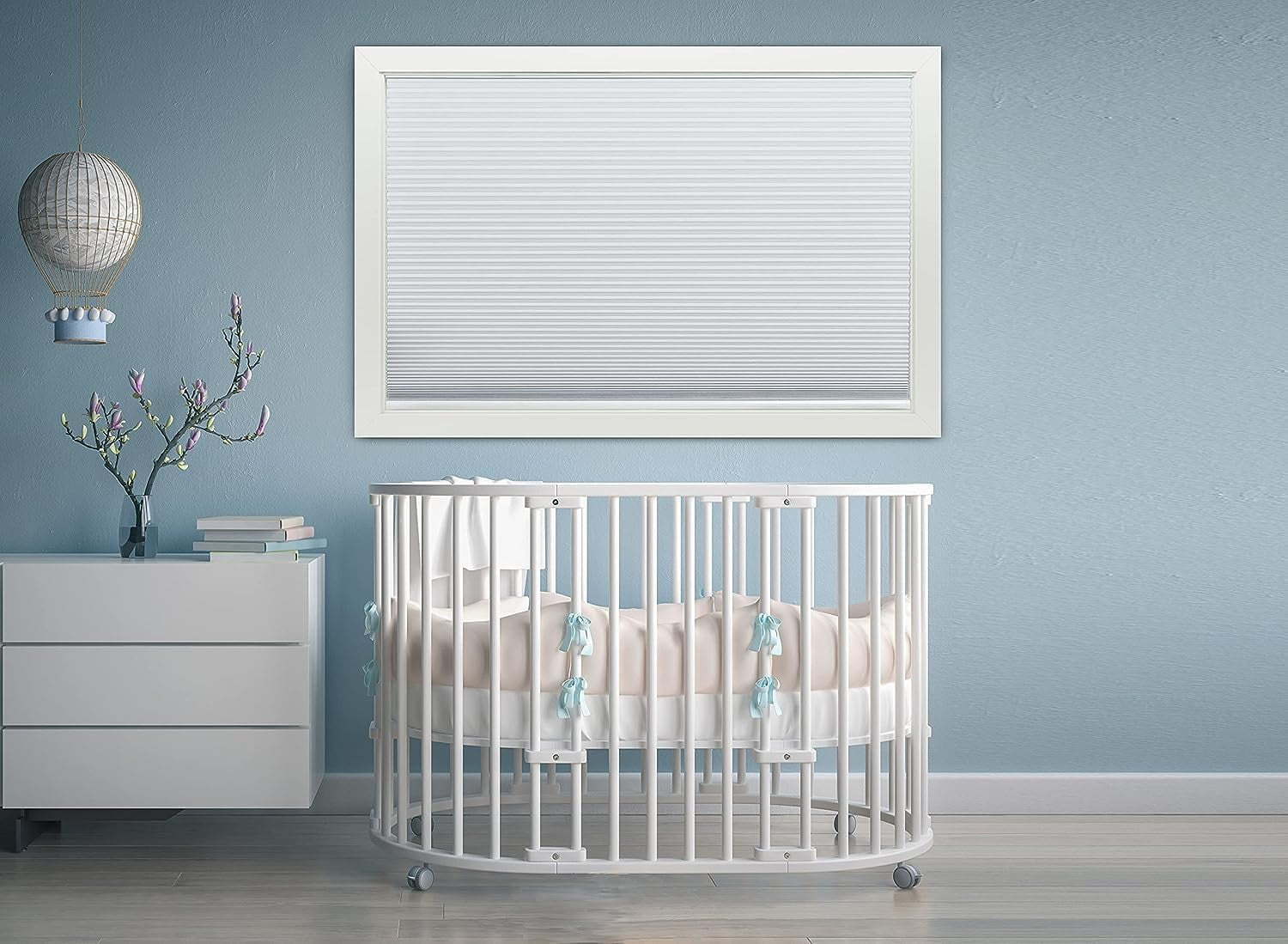 Redi Shade No Tools Easy Lift Trim-at-Home Cordless Cellular Blackout Shade White, 48" W x 64" L, (Fits windows 31"- 48")