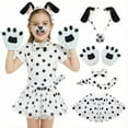thumbnail image 2 of DHFJKG Carnival Girls Pied Dog Dress Up Outfits Polka Dot Print Tutu Layered Mesh Mini Skirt With Headband Nose Gloves Bow-Tie Tail 6PCS Set Comfortable Outfit, 2 of 4