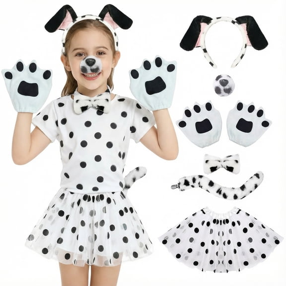 RTKFRFLM Girls Kids Outfit 2-Piece Dalmation Print Top Pants Set Casual Playful Comfortable Daily Wear 4-8Y