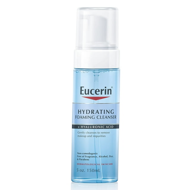 Limpiador facial Eucerin, espuma hidratante con ácido hialurónico, 150 ml