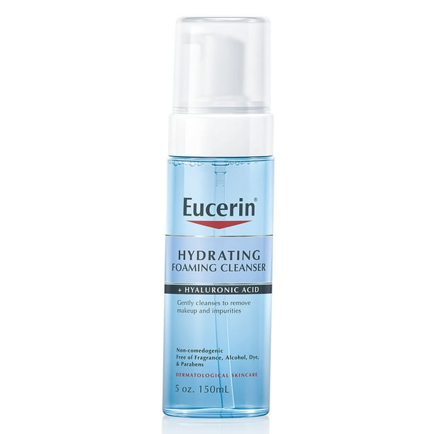 Limpiador facial Eucerin, espuma hidratante con ácido hialurónico, 150 ml