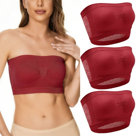 

XINSHIDE 3 Pieces Women Non Padded Bandeau Sprots Bra Strapless Convertible Bralettes Basic Layer Top Bra Women Underwear Seamless