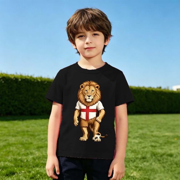 Boys T Shirts Lightweight Cartoon Print Crewneck Short Sleeve Tee for Casual Wear Boys' Tops Tees Shirts Black 1 Years-2 Years