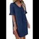 thumbnail image 3 of Vestidos de Verano para Mujer, Vestido Informal de Corte Recto con Cuello en V, Corta y Volantes, con Bolsillos, Azul Marino, Talla L, 3 of 8