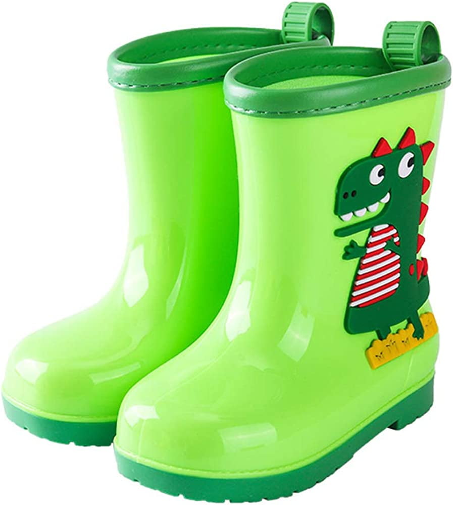 Kids Dinosaur Rain Boots Boys Girls Wellington Boots Non-Slip Cozy ...