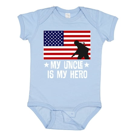 

Inktastic Military Uncle is My Hero US Flag Gift Baby Boy or Baby Girl Bodysuit